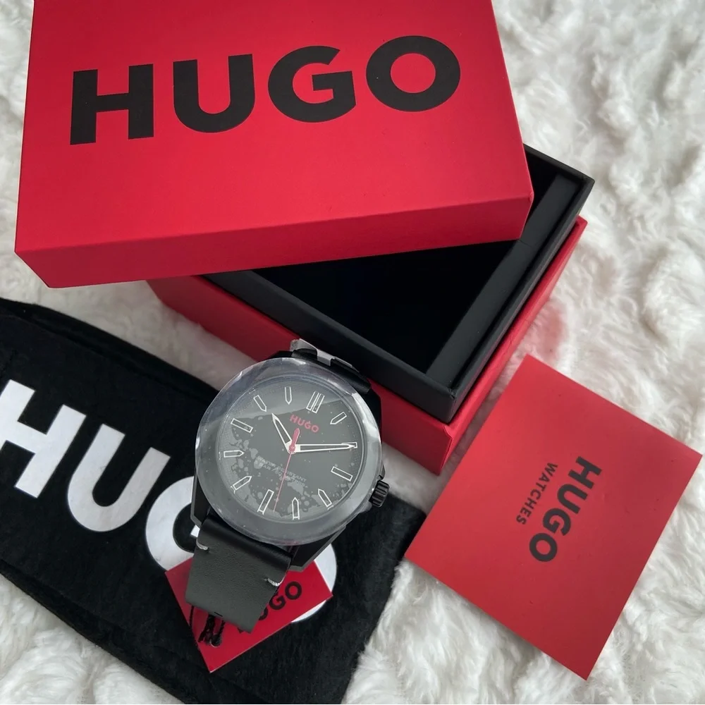 NIB HUGO BOSS 1530227 ADVENTURE BLACK DIAL QUARTZ MEN'S WATCH